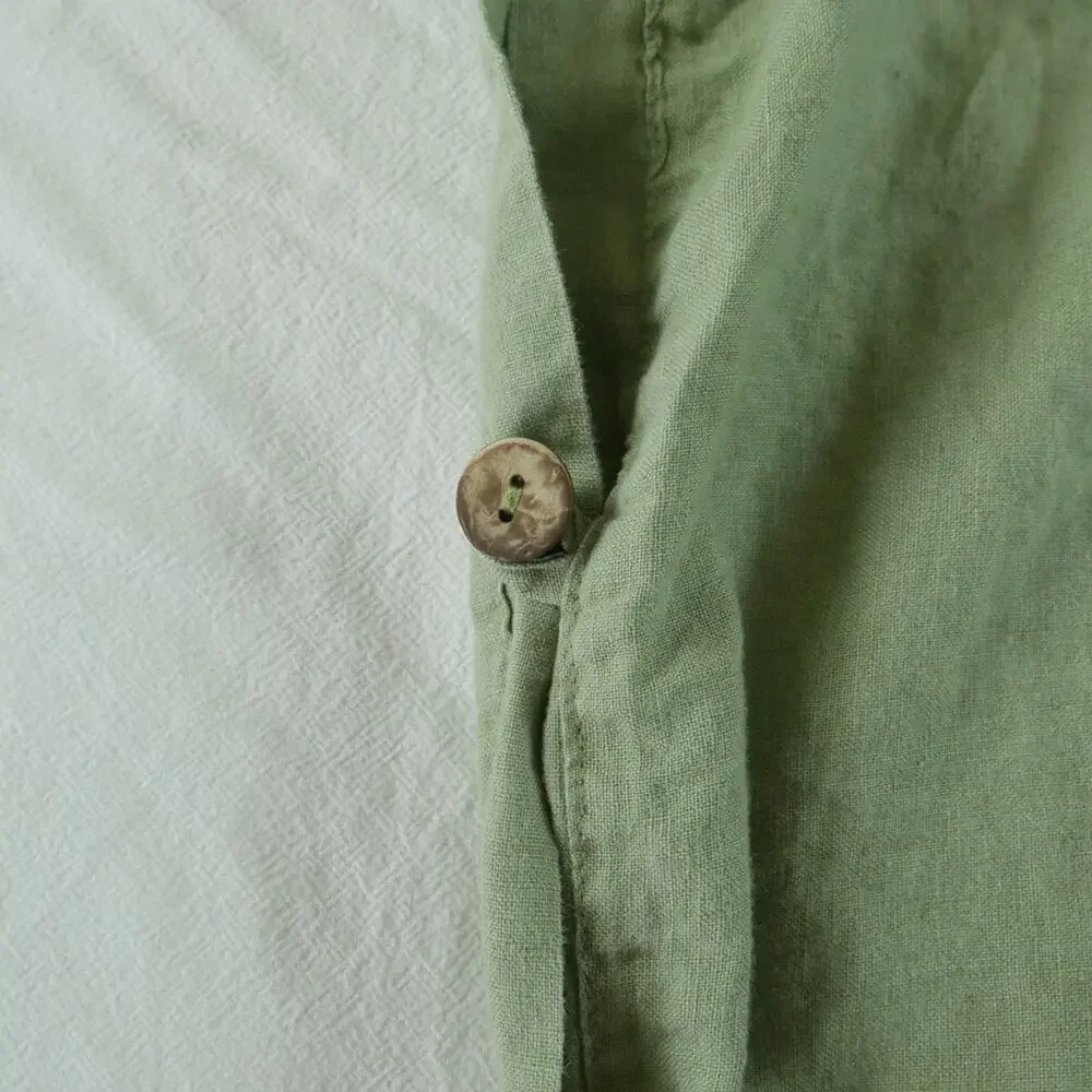 Simple Opulence 100% Linen Pillowcase Button Closure Green King 35” x 20” Modern